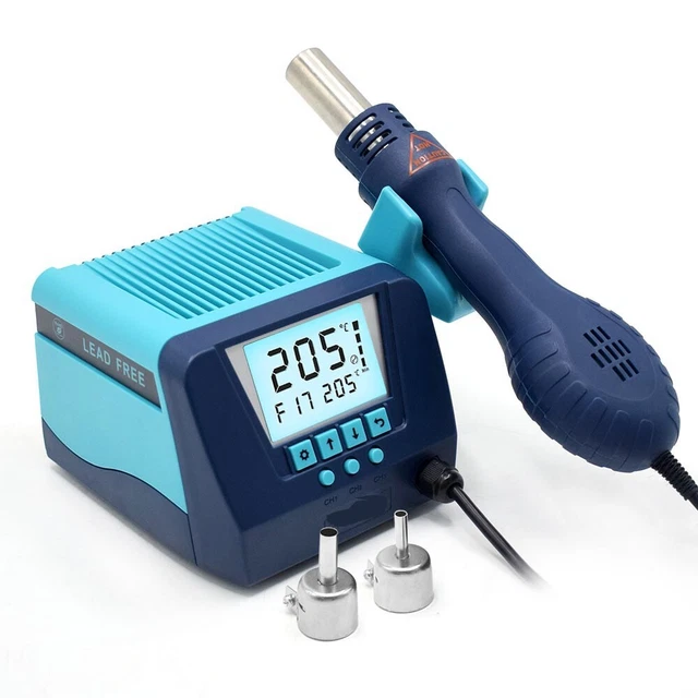 SMD REWORK STATION Hot Air Heat Gun Desoldering Digital LCD Display 2