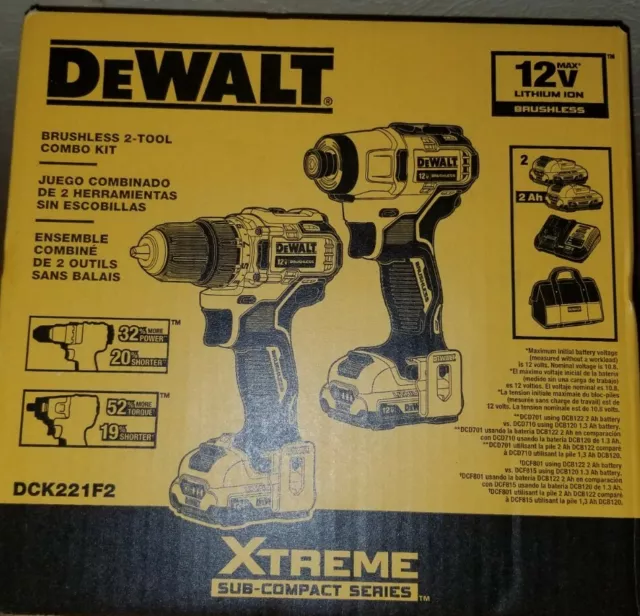 DEWALT DCK221F2 XTREME 12V MAX Brushless Drill & Impact Driver 2