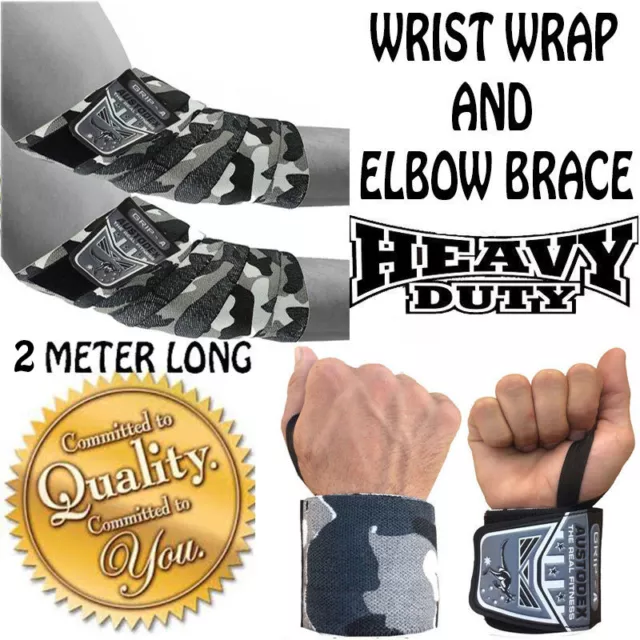 NEW Weight Lifting BodyBuilding Gym Wrist Support Strap wraps ELBOW BRACE bar