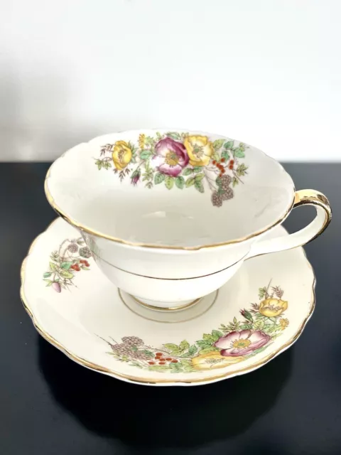 Vintage Queen's Rosina Fine Bone China Floral Gold England Tea Cup & Saucer