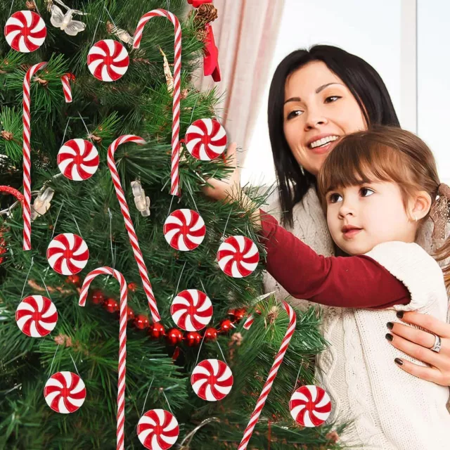 20/30x Large Plastic Candy Cane Christmas Tree Hanging Decor Xmas Prop Ornament