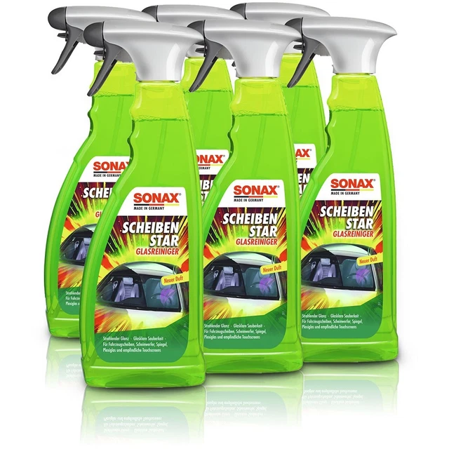 6x 750ml SONAX PULITORE DISCHI STAR PULITORE VETRO DETERGENTE VETRO