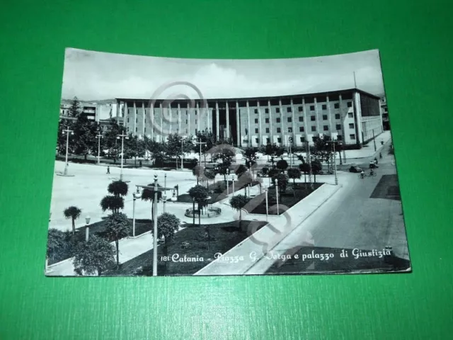 Cartolina Catania - Piazza G. Verga e palazzo di Giustizia 1956