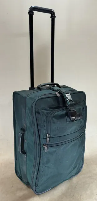 Preowned TUMI 20” Upright Wheeled Carry On Green Ballistic Nylon Luggage USA