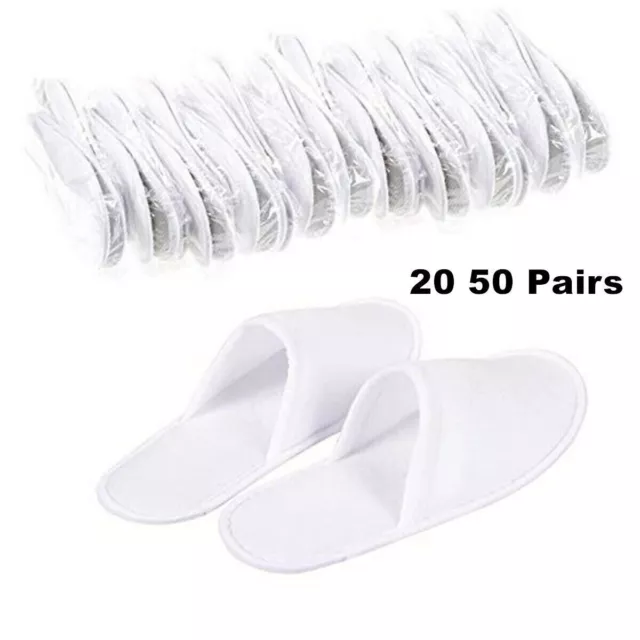 1-10Pair Spa Hotel Guest Slippers White Disposable Terry Close Toe Towelling UK