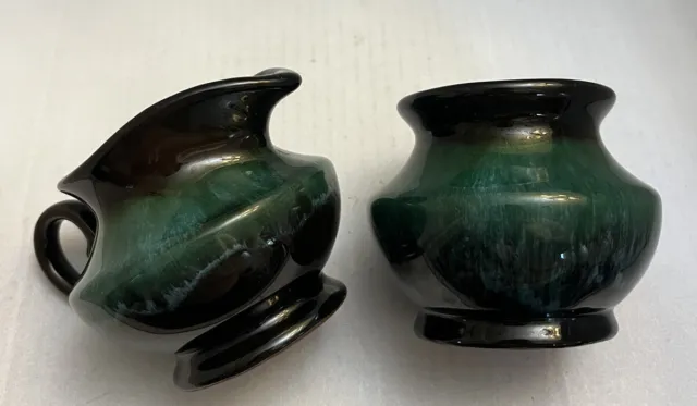 Blue Mountain Pottery Pitcher / Creamer And Sugar Bowl Set   Green  BMP Canada