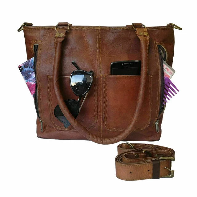 Femmes Véritable Cuir Marron Bandoulière Sac Main Handmade Porte-Monnaie