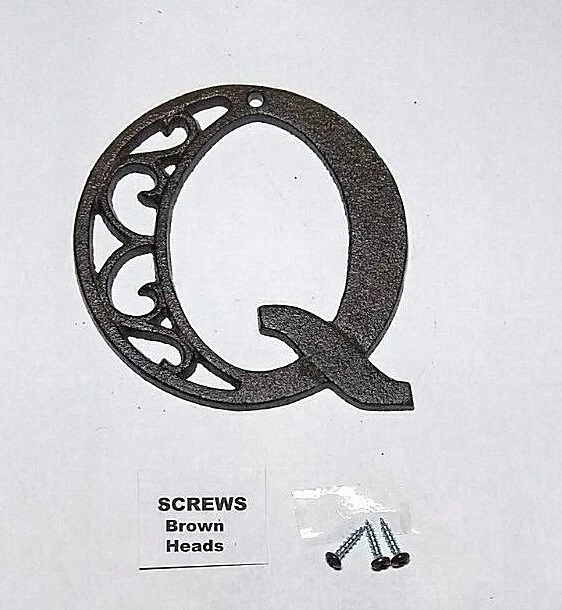 Alphabet House Letters Q Antique Brown Cast Iron Metal Large 4.5" Indoor Outdoor 2