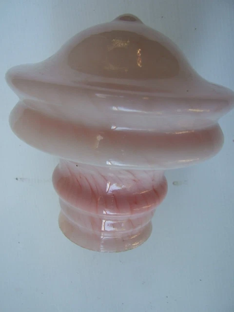 Art Deco   Pink Motted Glass  Lamp  Shade  Lady Lamp Or Light Pendant 3'' Fitter