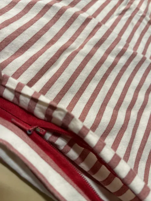 Unbranded Striped Cotton Pillow Cover Sham Red White Striped 17” Zippered
