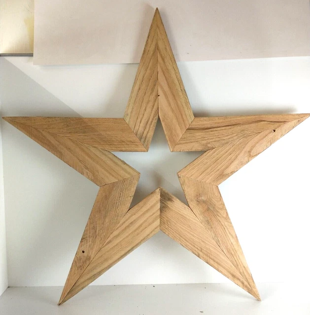 Large 30" Oak Wood Star Reclaimed Lumber Boho Farmhouse Wall Art Handmade in USA