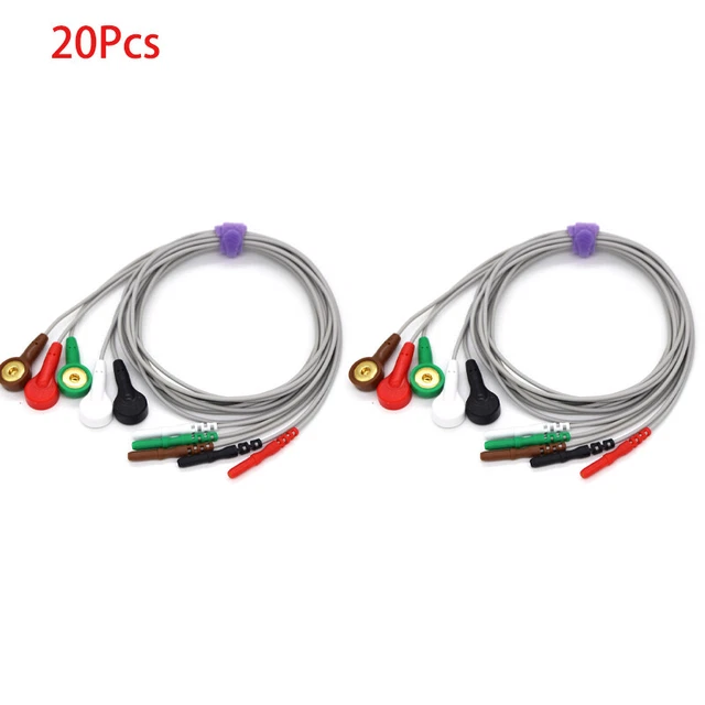 20pcs ECG Leadwire DIN Type 5 Leadwire ECG Machine/Recorder Lead，0.9m/3ft