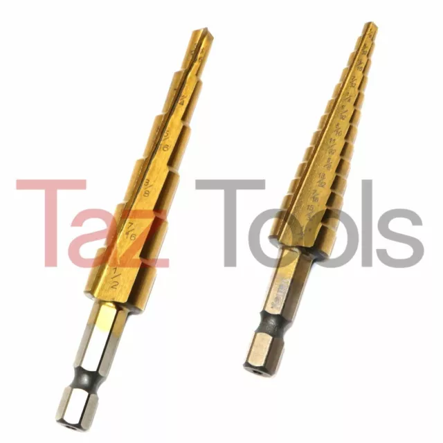 2 pcs Step Drill Bit  Titanium HSS M2 19 Sizes Industrial Reamer Drilling