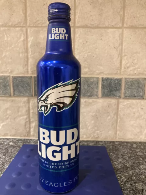 Bud Light Philadelphia Eagles Commemorative Aluminum Beer Bottle Can empty ! Bud Light Philadelphia Eagles Commemorative Aluminum Beer Bottle Can empty !