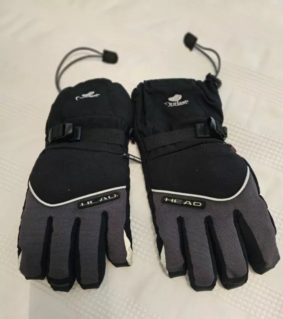 Used HEAD Outlast Padded Adjustable Black Ski Gloves Size Large