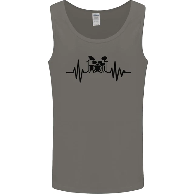 Drum Kit Pulse ECG Drummer Drumming Drum Mens Vest Tank Top