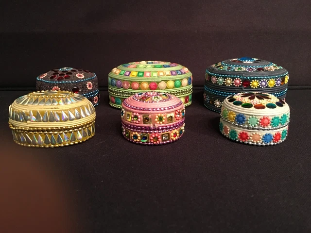 Lot Ancien - Boîte à Bijoux Verre Années 50-60 & Broche Panier Perles - Occasion Très Bon État