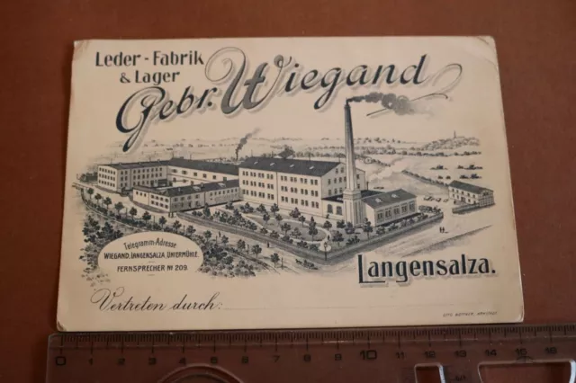 tolle alte Werbekarte - Lederfabrik  Gebr. Wiegand - Langensalza 20-30er Jahre ?