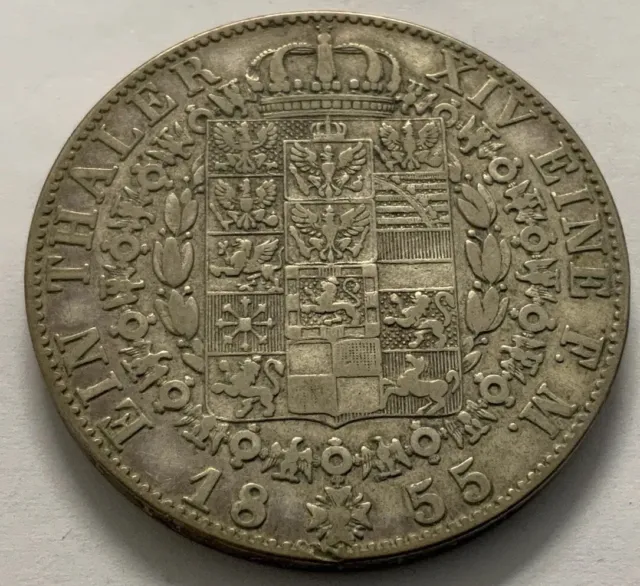 1855 German State  Prussia  Thaler Silver