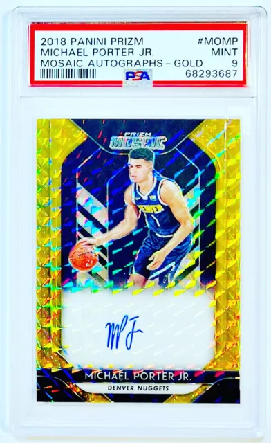 Michael Porter Jr 2018 Panini Prizm Mosaic Autógrafos Oro/10 Rookie RC PSA 9