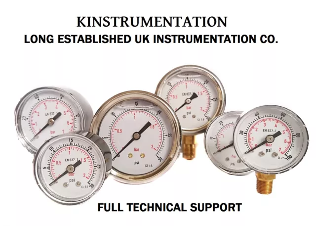 Pressure Gauge 40mm 50mm 63mm 100mm Dial Pneumatic Hydraulic 15-10000 PSI Bar