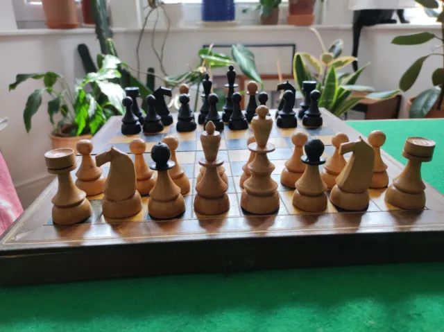 Old , Hungarian, Wooden Chess Set 1955