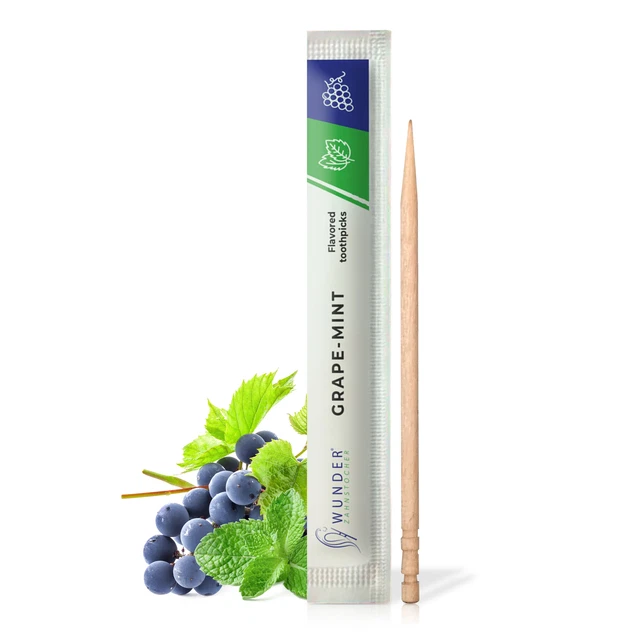 Palillo de dientes milagro con sabor 100 palillos de dientes embalaje individual uva/menta