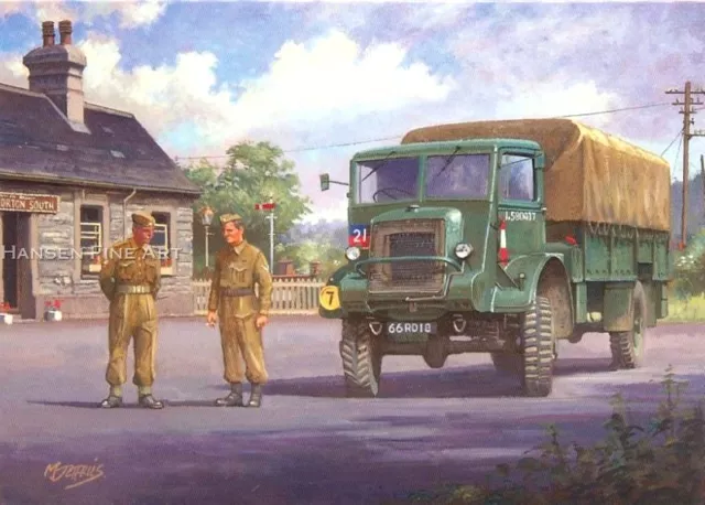 Old British Army Lorry Truck Bedford QL National Service Birthday Card