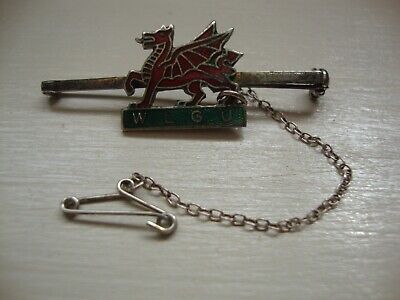 W.L.G.U Wales Ladies Golf Union White Metal Enamel Pin Badge Brooch-Welsh Dragon