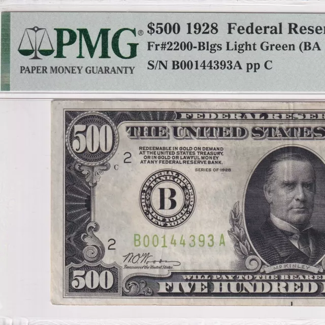 1928 Five Hundred Dollars $500 LGS New York FRN, Fr#2200—PMG 35 Choice Very Fine