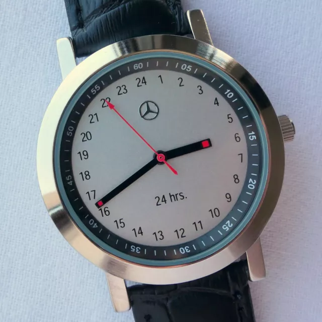 MERCEDES BENZ 24 Hour Dial Military Time Classic Car Accessory Swiss ...