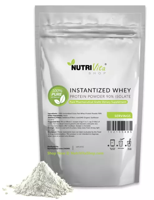 2lb 100% Pure Organic Instantized Whey Protein Isolate 90% Unflavored