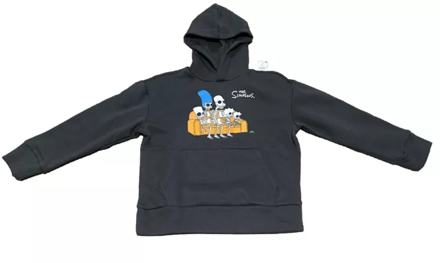 Old Navy x The Simpsons Kid's Skeleton Couch Graphic Hoodie Gray Sz M Medium NWT
