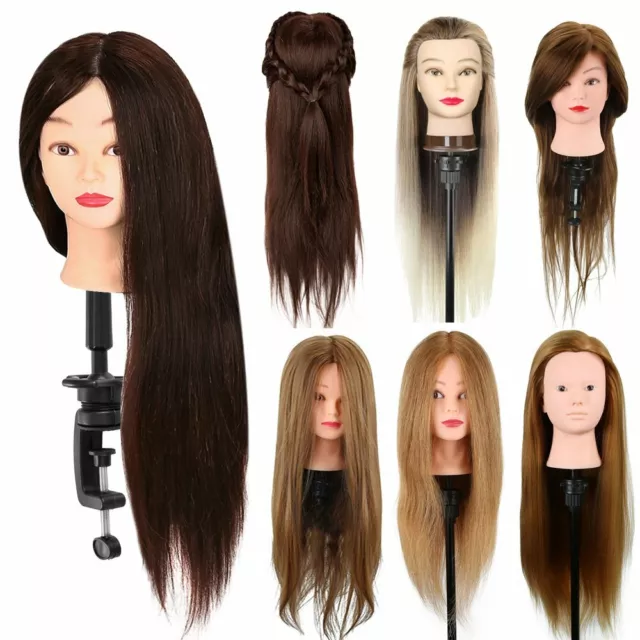 100% Salon Real Human Hair Training Head Hairdressing Practice Mannequin Doll