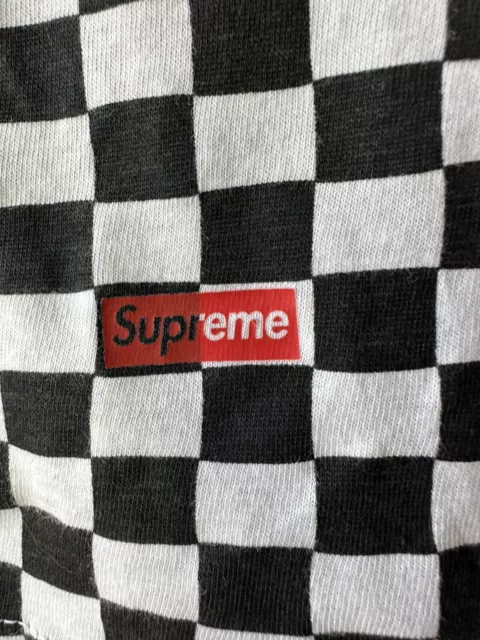 Supreme Hanes Collab Shirt Mens Medium Black White Checkered Comfort Soft Skater