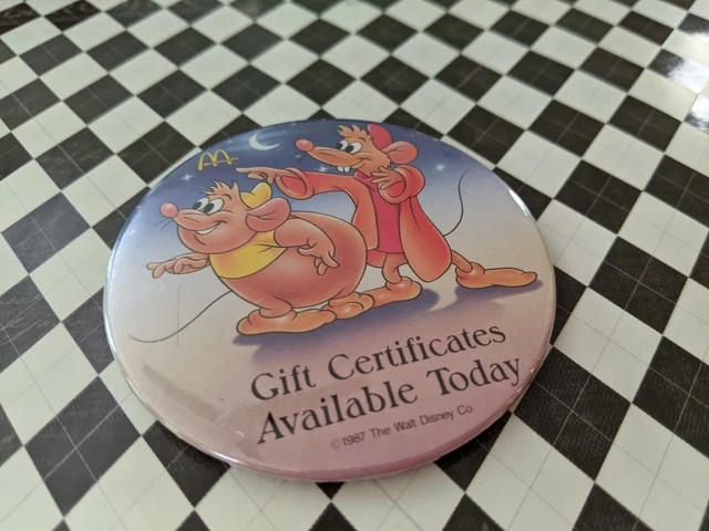 Vintage McDonalds Disney 2 7/8" Advertising Round Metal Pin Cinderella