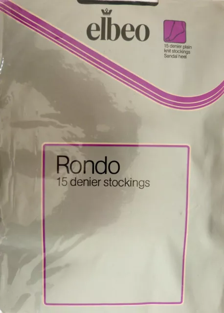 Elbeo Rondo Small Size Vintage Plain Knit 15 Denier Nylon Stockings in Black