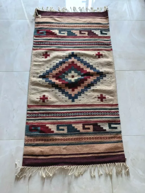 Vintage Navajo Rug Blanket Native American Indian Transitional Weaving Tapestry