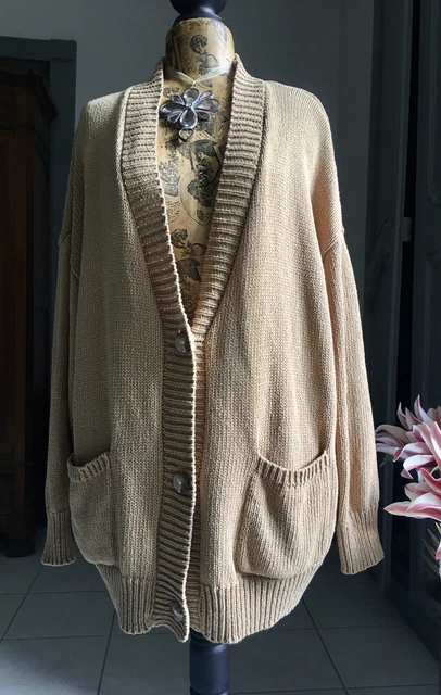 OYSHO RAVISSANT GILET Veste Camel Oversize En Grosses Mailles EUR - Main Image