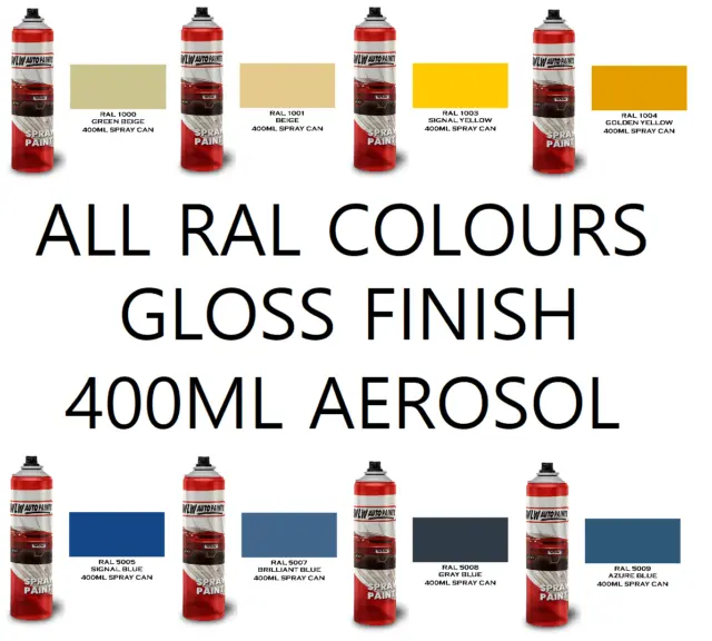 Direct Gloss Paint RAL Colours Aerosol Spray Touch Up Metal Wood Plastic PVC