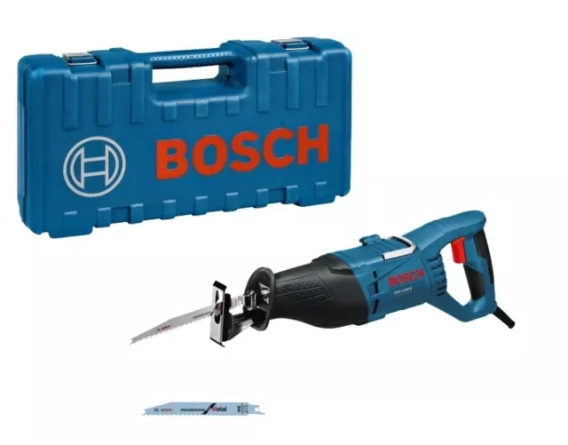 Scie sabre Bosch GSA 1100 E Professional, scie réciproque dans une valise avec 2 lames de scie