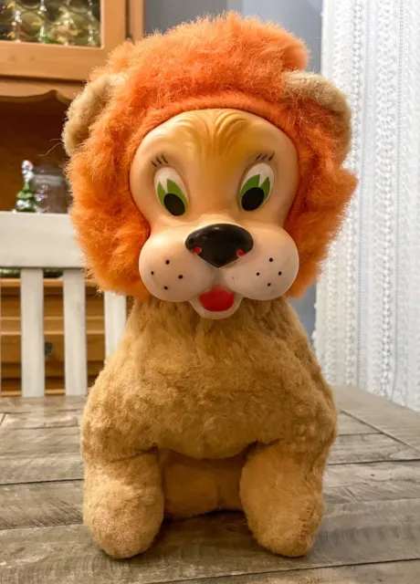 Vintage Rubber Face Lion Plush My Toy Co. Orange Lion Stuffed Rushton Gund Style