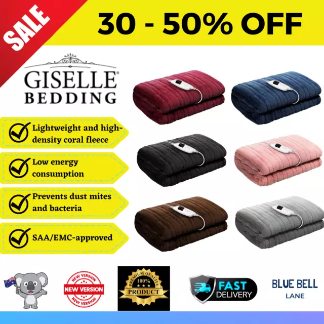 Giselle Bedding Heated Electric Throw Rug Fleece Snuggle Blanket Washable