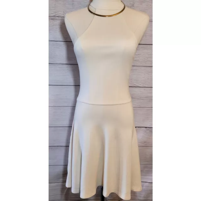 American Apparel Women's Mini Skater Dress Size XS Cream Sleeveless Halter