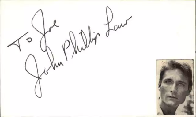 John Phillip Law D.2008 Actor Barbarella Signed 3" x 5" Index Card
