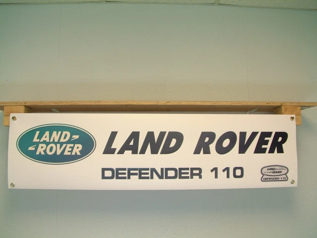 Land Rover Defender Sign LAND ROVER DEFENDER 110 Banner Short wheel base Workshop Garage Display ...