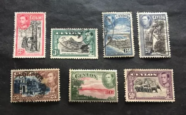 British Ceylon 1938 - 7 used stamps with Michel No. 239