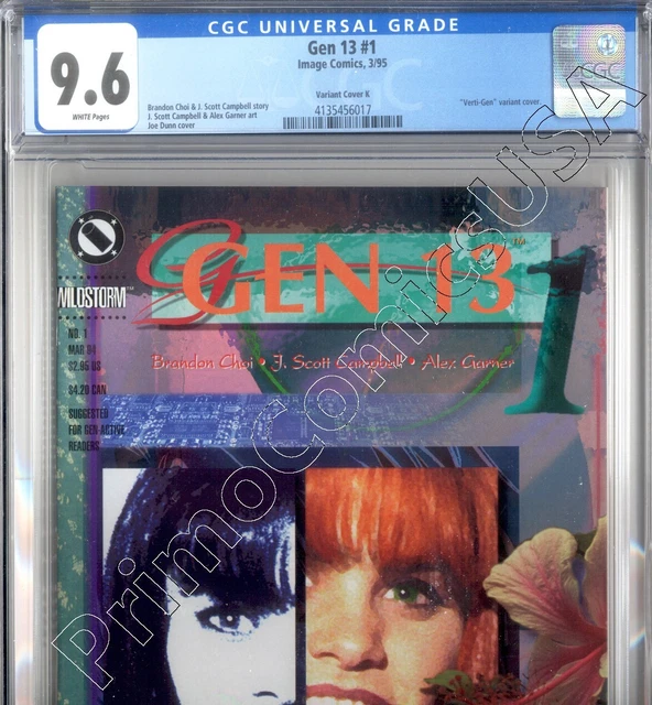 PRIMO:  GEN 13 #1 K Verti-Gen variant cover Image comics 1995 NM+ 9.6 CGC