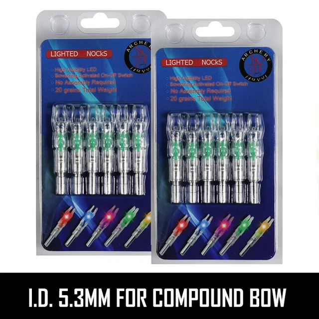 2 Packs (6Pcs/Pack) Green I.D. 5.3mm Lighted Nock New Long Time For Compound Bow
