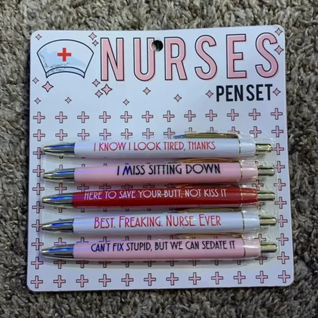 5pcs Nurse Themed Daily Ballpoint Pen Medium Nib Funny Desk Accessories Portable